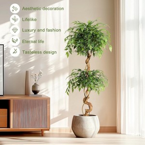 Ficus Tree Artificial, Artificial Plants Indoor in Sturdy White Pot,Indoor Faux Tree for Home Office Decor - 1 of 4