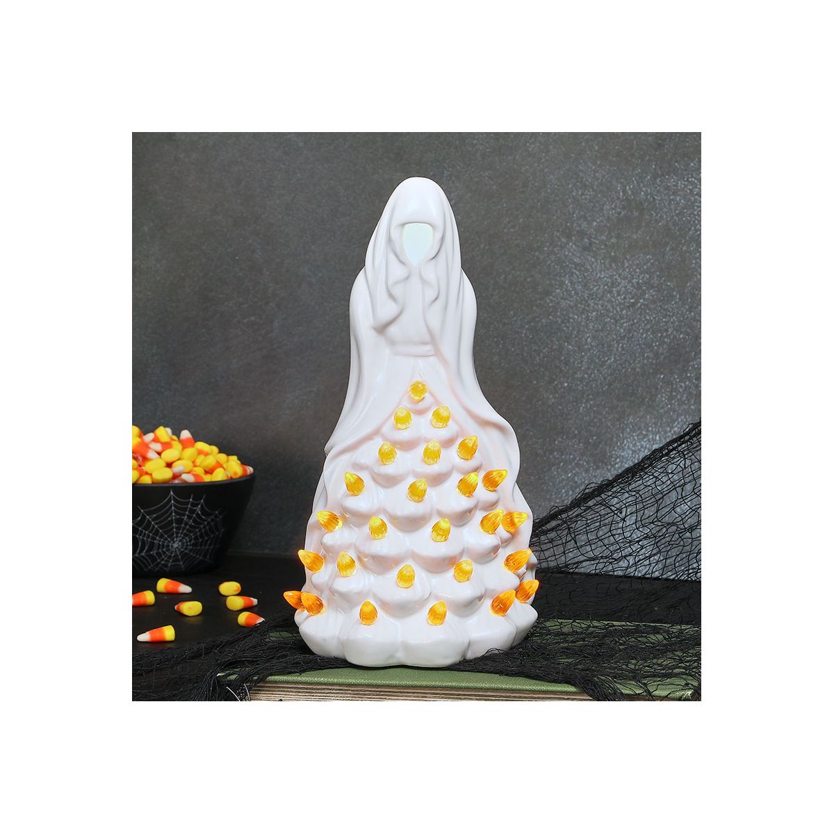 The Lakeside Collection Halloween Witch Or Spirit LED Lighted Ceramic Tabletop Decor - - thumbnail 3