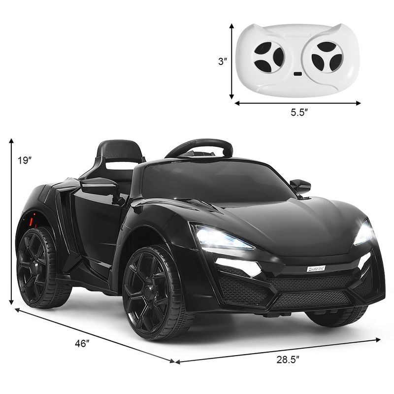 Costway 12V Kids Ride On Car 2.4G RC Electric Vehicle w/ Lights MP3 Openable Doors White\Black\ Red\Pink, 3 of 11