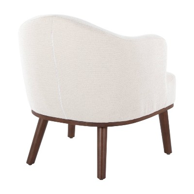 Ahoy Cream Mid-Century Modern Wood Accent Chair