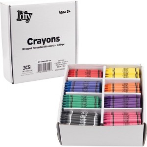 IDIY Wrapped Bulk Wax Crayons (Pre-Sorted 480 ct, 60 each of 8 colors) -ASTM Safety Tested, For Kids, Teachers, Great For Art Classrooms - 1 of 4