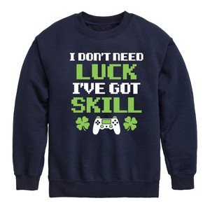 Boys' - Instant Message - St. Patrick's Day I Don't Need Luck, I've Got Skills Graphic Long Sleeve Fleece Sweatshirt - 1 of 4
