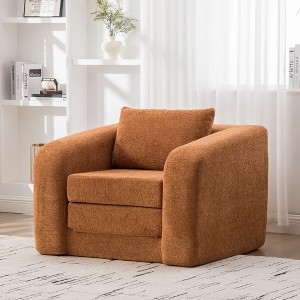 Okak Modern Foldable Single Sofa Chairs with Armrest & Backrest,Chenille Fabric Floor Mattress Couch for Living Room,Apartments - 1 of 4