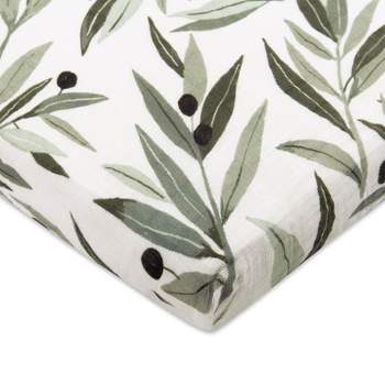 Babyletto Olive Branches Muslin All-Stages Midi Crib Sheet
