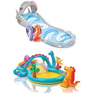 Intex Inflatable Surf 'N Slide Kids Play Center & Dinoland Kids Play Center Pool - 1 of 4