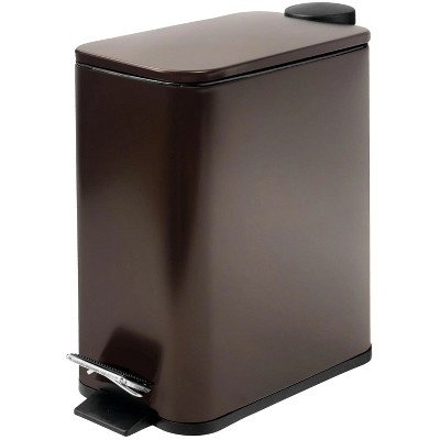 LunaLulinlk Stainless Steel Small Trash Can with Lid & Step Pedal 1.6 Gallon Soft Close Garbage Can with Removeable Inner Bucket Bronze