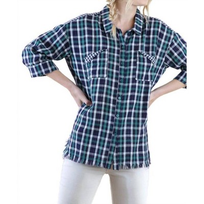 Women's Plaid Button Up Top - umgee