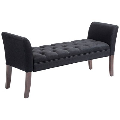 NicBex Storage Bench Button Tufted Design Upholstered Bench with Arms and Solid Wood Legs for Bedroom, Entryway