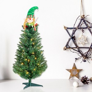 3ft 129 Branches with Santa Claus Decoration PVC Branch Iron Bracket Christmas Tree Green - 1 of 4