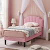 VECELO Upholstered Platform Bed Frame with Tufted Adjustable Headboard, Mattress Foundation, Wood Slat Support, Bed Frame - 2 of 4