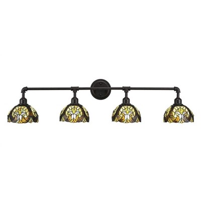 Toltec Lighting Vintage 4 - Light Vanity in  Dark Granite with 7" Ivory Cypress Art Glass Shade