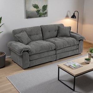 84" Chenille Deep-Seat 2-Seater Sofa with Pillows - 1 of 4