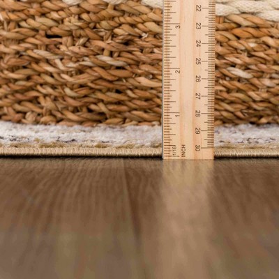 Anana Gold and Beige Oriental Synthetic Area Rug 5'3" x 7'