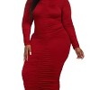 Slickblue Plus Size Long Sleeve Midi Dress with Side Ruching, Stretch Jersey Fabric, 5 Color Options, Size 1XL-3XL - 3 of 4