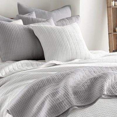 Bright White Cotton Waffle Square Decorative Pillow 20x20