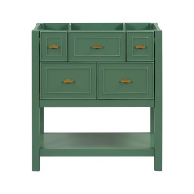 VYNXARIA 30'' Green & Gold Bathroom Vanity - Free Standing with 5 Drawers