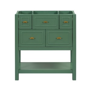 VYNXARIA 30'' Green & Gold Bathroom Vanity - Free Standing with 5 Drawers - 1 of 4