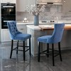 QingMoon Velvet Upholstered Barstools, Button Tufted Counter Chairs Set of 2 with Nailhead Trim and Wooden Legs for Kitchen, Cafe, Pub - 2 of 4