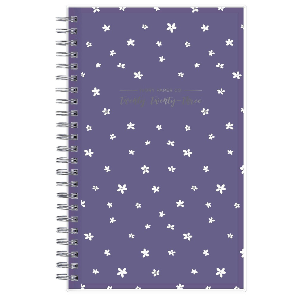 2023 Planner 5"x8" Weekly/Monthly Clear Pocket Cover Daisy Navy - Ivory Paper Co