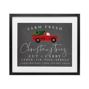 Stupell Industries Farm Fresh Trees over Grey Framed Print Under Glass Art - 1 of 4