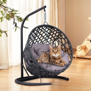 Cat Bed Pet Egg Chair Hanging Swing Bed Hammock with Removable Soft Cushion Easy Cleaning Suitable Small Dog & Cats and Indoors & Outdoors - 1 of 4