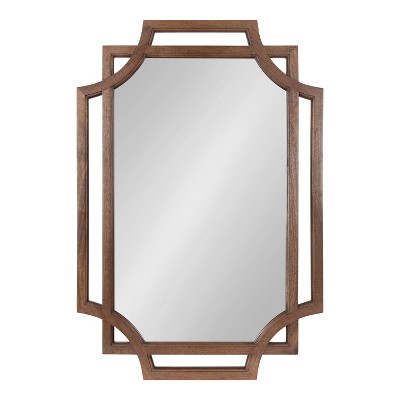 Minuette 40"x27" Natural Mango Wood Geometric Wall Mirror