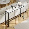 VEVOR Marble Console Table, Modern Narrow Long Console Table with Power Outlet, Thin Sofa Side Table with Iron Tubes, Anti-Tip Device, Black - 2 of 4