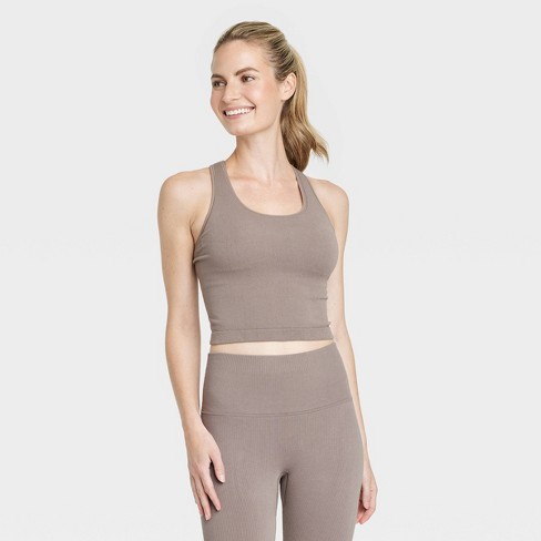 Women's Seamless Racerback Rib Tank Top - All In Motion™ Taupe S : Target