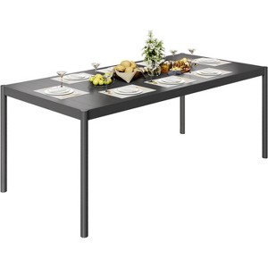 Aluminum Outdoor Metal Table for 6-8 Person,74" x 36" Rectangle Patio Dining Tables with Rectangular Non-Slip Stripe for Outiside Backyards, Porches - 1 of 4