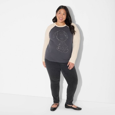 Women's Snoopy Long Sleeve Graphic T-Shirt - Black