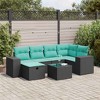 vidaXL 7 Piece Patio Sofa Set with Cushions Black Poly Rattan - 2 of 4