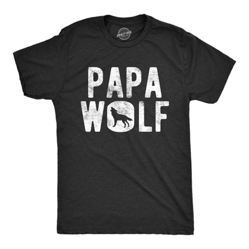 Mens Papa Wolf Tshirt Funny Camping Pack Fathers Day Graphic Novelty Tee - Crazy Dog Men's T Shirt - image 1 of 4