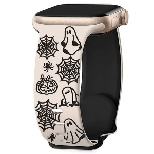 HTUTWOO Halloween Engraved Band Compatible with Apple Watch Band 38/40/41mm for Women Men, Two-Tone Strap for iWatch Series Ultra SE - 1 of 4