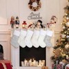 White Stockings Set of 6 - Elegant Christmas Stockings with Silver Tree Snowflake Designs, Fluffy and White Holiday Party Decorations - 4 of 4