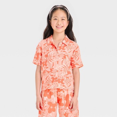 Girls' Moana Gauze Cabana Top - Orange