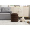 CAVINAS Soft Velvet Ottoman, Round Ottoman, Entryway Padded Footstool, Velvet Ottoman Bench, Footrest Stool for Living Room, Bedroom - 2 of 4