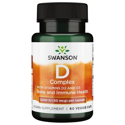 Swanson Vitamin D Complex with Vitamins D2 & D3 2,000 Iu (50 mcg) 60 Veg Caps.