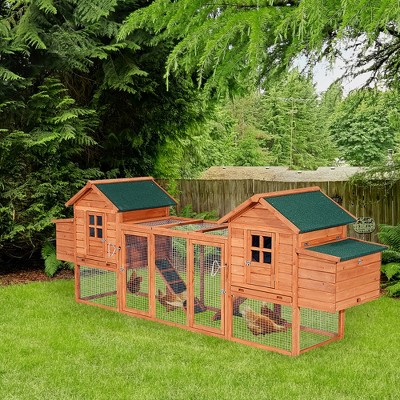 Large Dual Wooden Chicken Coop with Nesting Boxes and Ramps