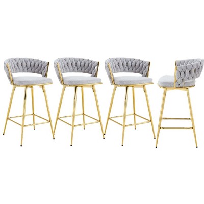 Infurnic Patio Counter and Bar Stools Soft 4 Sets, Suitable for Restaurant and Bar Use, Casual Seating in Living Room, Dark Gray, 20.4"*15"*34.6"