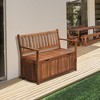 Outsunny 41 Gallon Outdoor Storage Bench, Wooden Deck Box with Inner Waterproof PE Lining, 2-Seat Container for Patio Garden Balcony Yard - 2 of 4