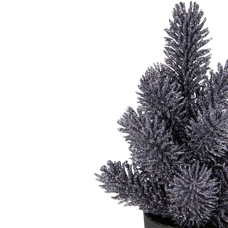 Northlight 8.5" Gray Potted Glittered Artificial Mini Pine Christmas Tree - Unlit, 2 of 4