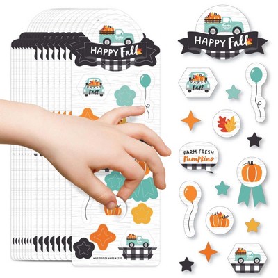 Big Dot of Happiness Happy Fall Truck - Harvest Pumpkin Party Favor Kids Stickers - 16 Sheets - 256 Stickers