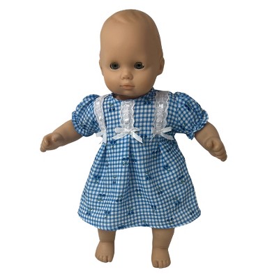 Sweet Blue Check and Cherries Nightgown for 14–16-Inch Baby Dolls