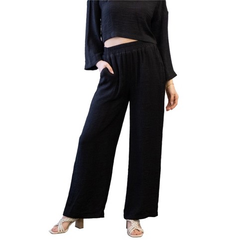 Womens Comfortable Drawstring Lounge Pants-Black-1X