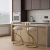 JUJABU Armless Round Bar Stools Set of 2 with Backrest and Upholstery (Gold and Cream) - 3 of 4