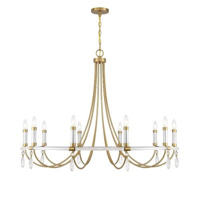 Mayfair 10-Light Warm Brass and Chrome Crystal Chandelier