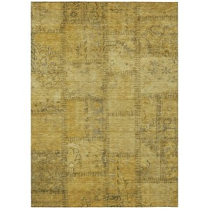 Gold Wheat And Gray Patchwork Washable Indoor Outdoor Area Rug - 1 of 4