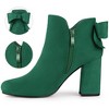 Allegra K Women's Round Toe Bow Decor Chunky Heel Ankle Boots - 3 of 4