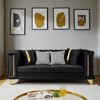 89" Velvet 3-Seater Luxury Sofa with Gold Stainless Steel Trims, Embroidered Texture, and Plush Pillows, Victorian Tufted Couch for Living Room - 3 of 4