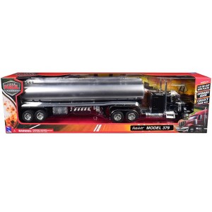 Peterbilt 379 Truck Black with Tanker Trailer Silver "Long Haul Truckers" Series 1/32 Diecast Model by New Ray - 1 of 1